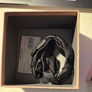 NWOT Miu Miu Black Fabric Braided Ruched Bracelet in Box w/ Tag/Registration